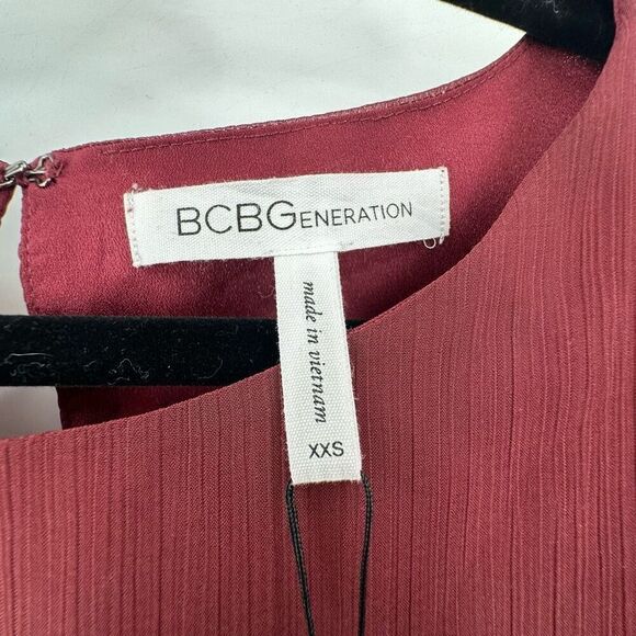 NWT BCBGeneration Tiered‎ Bell Long Sleeve Blouse Size XXS Purple Burgundy - Picture 5 of 13